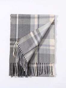 1 件男士冬季保暖长款柔软围巾格子流苏围巾男士柔软经典围巾男士配饰男士围巾 - A - 查看 6