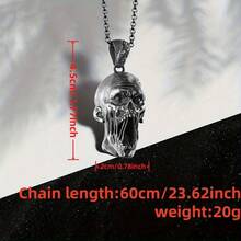 Zombie Head Pendant For Man Silvery Zombie Necklace Unique Mens Pendant Unique Zombie Gift For Him Silvery Pendant For Man Gift Him - 1 - 查看 2