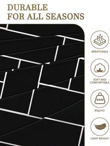 2/3pcs Printed Fitted Sheet Set, Bedding, Bed Sheets Set, Christmas Decorations, Soft And Comfortable Bedding, Skin-Friendly Bed Cover Set, Hallowen Decor, Fall Decor, Mattress Protector For Bedroom, Room Decor, For All Season, Fits Twin Full King Queen Size Bed, 1 Fitted Sheet And 2 Pillowcases, Machine Washable - 黑白格 - 查看 6