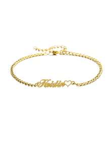 Personalized Stainless Steel Name Anklet For Women, Custom Name Tag Pendant Jewelry Gift For Her - Gold Frosted - View 4