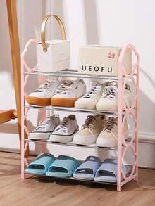 1 件 4 层鞋架收纳架，黑色带白色装饰，不锈钢和塑料 - 节省空间，易于组装，非常适合入口和走廊，多隔层设计，适合运动鞋和休闲鞋，鞋子收纳收纳架，实用架 - 彩色 - 查看 4