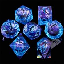 7pcs Tabletop Game Dice Set | Transparent Resin Material, Includes Themed Items - Multicolor - View 5