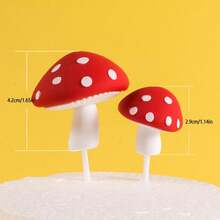 2pcs Car Decoration Soft Silicone Mushroom Shaped Ornament For Car Interior Dashboard, Rearview Mirror, Air Vent - 紅白色 - 查看 5