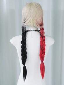 7JHH WIGS Tóc giả tết bím dài hai tông màu đen và đỏ tinh nghịch dài 28 inch - Tóc giả bằng sợi tổng hợp chịu nhiệt cao cấp, tóc giả hóa trang Punk Rock dành cho nữ và bé gái, hóa trang thành nhân vật phản diện trong truyện tranh Halloween và sử dụng trong tiệc theo chủ đề - Đỏ - Xem 7