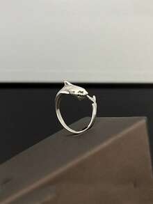 1pc Fashion Vintage Open Shark Design Elegant Ring, Unisex Daily Accessory Jewelry Gift - H526 - View 1