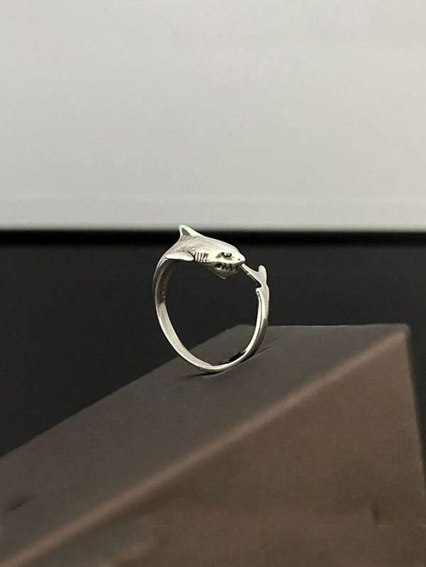 1pc Fashion Vintage Open Shark Design Elegant Ring, Unisex Daily Accessory Jewelry Gift