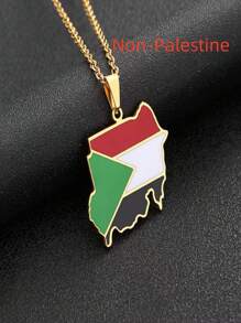 Elegante colgante de acero inoxidable con mapa de la República de y bandera, collar (sin)