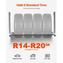 Adjustable Wall-Mounted Folding Tire Rack For Garage Storage - Fits 32" To 48" Tires - Space-Saving Organizer For Efficient Garage Solutions - Black - View 3