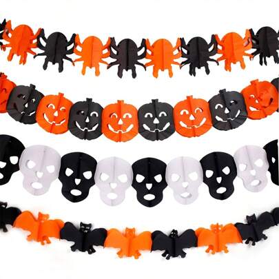 AFYPRTY 3 metri Ghirlanda appesa per Ognissanti, bandierine con pipistrelli, zucche, fantasmi, ragni, striscione di carta, decorazioni festa di Ognissanti, accessori horror