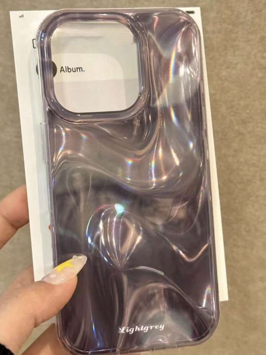 3D 光面纯色波浪纹软硅胶手机壳适用于 17 Pro Max 17 16 15 13 14 12 11 Pro Max Plus 奢华光面防震手机壳 - 深紫色 - 查看 1