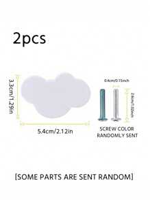 2pcs Baby Wardrobe Cabinet Door Cartoon Single Hole Pull Handle, White Cloud Shape Drawer Small Knob, Random Color