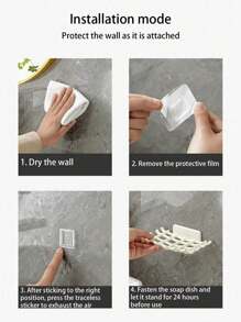 Wall Mounted Grid Soap Holder Without Drilling, Bathroom Soapbox Drain Storage Shelf, Bathroom Accessories Back To School