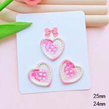 10pcs Plaid Heart Shaped Button Decoration Accessories Hair Clips Phone Cases Clothing Sewing Craft DIY Materials