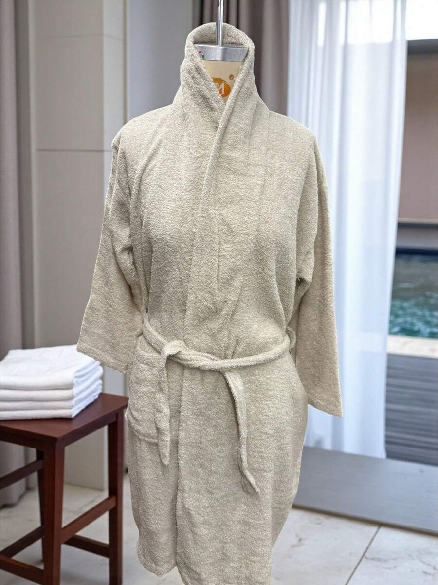 Sản xuất tại Thổ Nhĩ Kỳ 50% Cotton 50% Polyester Áo choàng tắm – 320g Nhẹ và bền – Có sẵn các kích cỡ S M L XL – Thiết kế dành cho cả nam và nữ - Xám - Xem 1