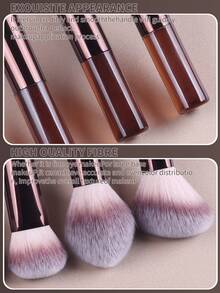 13件套专业化妆刷套装，超柔软刷毛，包含散粉刷/腮红刷/遮瑕刷/眉刷/斜角刷/眼影刷，新手友好型综合化妆工具套装，粉底刷、遮瑕刷、腮红刷、修容刷、腮红刷、古铜粉刷、散粉刷、粉底刷、腮红刷 - 棕色 - 查看 5