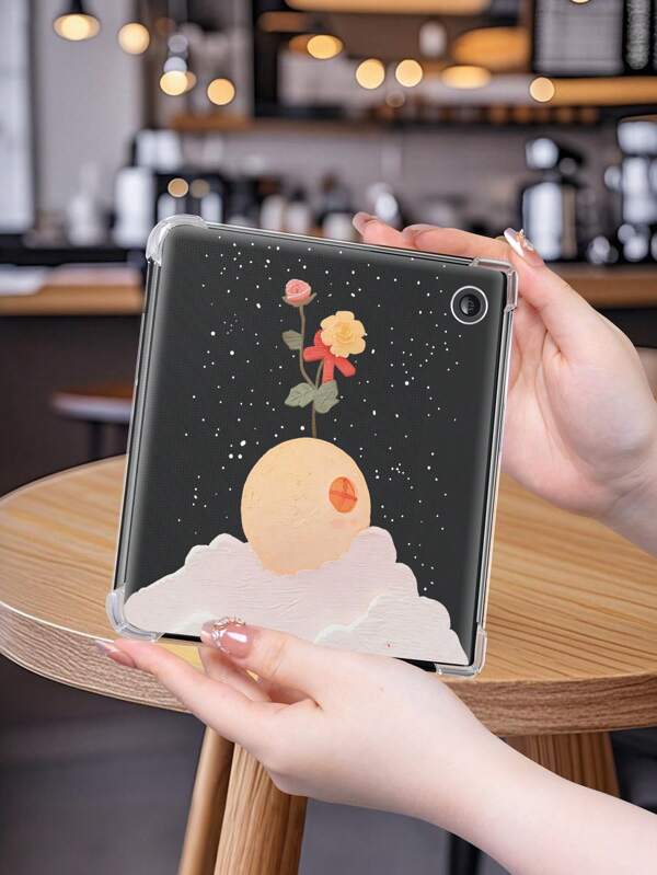 A Planet And Roses E-Book Protective Case Made Of TPU Material Case Fits For Kobo Clara Color/BW 2024, Kobo Clara 2E, Kobo Libra Color 2024, Kobo Libra 2, Kindle Paperwhite, Fun Gift