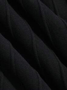 Livesso 女式纯色 A 字长款毛衣裙 - 黑色 - 查看 4