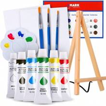 Set de pintura Mini Canvas Acrylic Kit de Pintura con Canva de Madera, Canicas y Cepillos de Pintura y talla grande