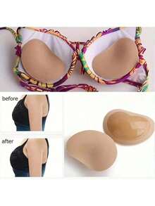 2 Pcs/Set Non-Marking Silicone Bra Pads, Thicken And Support Invisible Bra Pads, Suitable For Underwear, Suitable For Swimwear And Bra Accessories, Soft And Comfortable, Suitable For Home, Outdoor And Sportswear - Multicolor - View 1