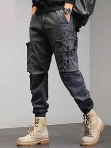 New Men's Cross-Border Multi-Pocket Cargo Pants Straight-Leg Loose-Fit Spring Autumn Summer Pure Cotton Casual Long Pants - 綠色 - 查看 2