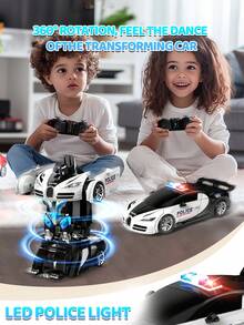1pc 2.4GHz Remote Control Transformable Robot RC Car With LED Lights, One-Key Transforming Drifting RC Toy Car For Boys Girls Aged 3-12 As Christmas Gift
