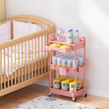 3 Tier Rolling Storage Cart With Drawers Rolling Utility Cart With Drawers,Room Decor,Bathroom Decor,Rolling Utility Cart Rolling Storage Organizer Tool For Kitchen,Bathroom,Living Room,Office Outdoor Decor - Hồng - Xem 5
