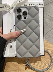 Apple Luxury Glitter Quilted With Shiny Strap Phone Case Compatible With IPhone 15 Pro Max 13 14 12 11 16
