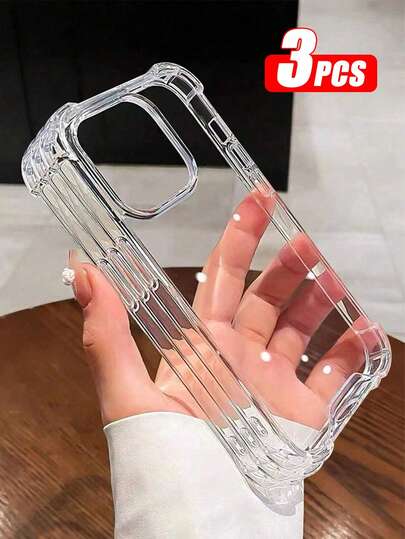 3개/세트 두꺼운 고투명 황변 방지 낙하 방지 휴대폰 케이스, 아이폰 17/17Air/17Pro/17ProMax/16/16ProMax/16Pro/16Plus/15/15ProMax/15Plus/14/3/11/12/13/12/14ProMax/XR 호환, 충격 방지 부드러운 보호 커버, 휴대폰 액세서리