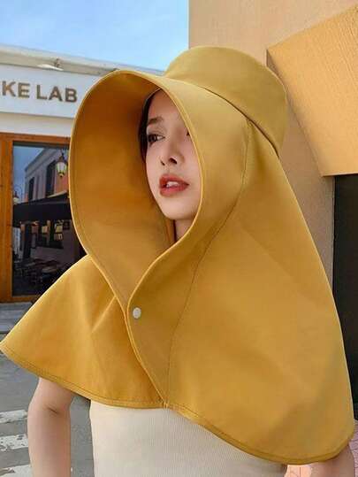 1pc Women's Wide-Brimmed Shawl Sun Hat, Lightweight, Breathable, UV-Proof, Full Sun Protection Sun Hat, Suitable For Outdoor Travel