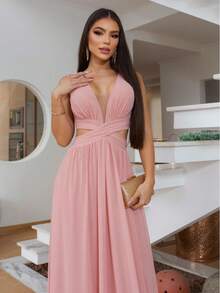 Vestido de festa sem manga para convidada - Rose - Visão 2