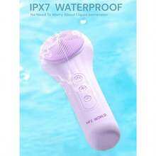 Silicon Facial Cleansing Brush Facial Cleansing Brush Silicone Face Scrubber For Men And Women Electric Facial Scrubber IXP7 Level 100% Waterproof Silicon Facial Brush - 紫色 - 查看 3