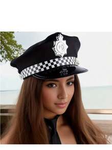 5 pièces Ensemble de costume de police sexy pour femmes, comprenant un chapeau de police + des lunettes + une cravate + un sifflet + un fouet à 5 boules. Accessoires de costume de fête de police, accessoires de tenue de fête.