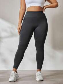 The Combination Of A Two-Piece Plus-Size Women's Cross-Strap Bra And Pocket Leggings Is Suitable For Outdoor Hiking. It Is Comfortable And Lightweight, And The Pocket Design Makes It Convenient To Carry A Mobile Phone - 灰色+灰色 - 查看 5