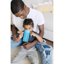Milestones Straw To 360 Cup Set, Convertible Toddler Training Cup Set With Interchangeable Silicone Straw And 360 Degree Cup Lid Oan Blue, 10 Oz/300 ML, , 9m+, 2 Pack