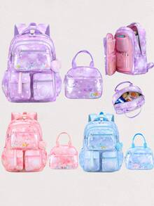 Set de 2 piezas Mochila escolar con bolso de mano con diseño de mariposa, mochila de gran capacidad con múltiples bolsillos para volver a la escuela, bolso de viaje casual para adolescentes, multifuncional - Conjunto de 2 piezas-B - Ver 3