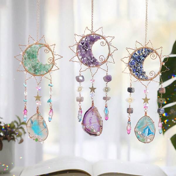 1 Pc Crystal Wind Chime Sun Suncatcher Bedroom Balcony Patio Prism Pendant Hanging Ornaments Window Dream Catchers Outdoor Decors