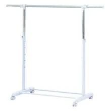 A White Clothes Drying Pole, Portable Assembly, Height Adjustable For Drying A Large Amount Of Clothes, Durable, Removable And Minimalist Design.