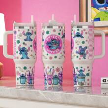 Disney 1 Peça Copo Térmico Isolado de Aço Inoxidável de 40oz Compatível com Stitch da Disney, com Alça e Canudo - Parede Dupla a Vácuo Isolada, Design Fofo de Stitch, Mantém Bebidas Quentes/Frias por Horas, Presente de Natal Perfeito para Fãs, Utensílio de Viagem | Design de Personagem Divertido | Utensílios de Bebida