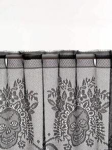 1pc Black Skeleton Lace Hanging Screen Curtain, Holiday Decor - Black - View 9