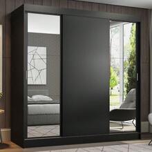 Ropero Madesa Reno 3 Puertas Corredizas Con Espejos Color Negro - Negro - Ver 2