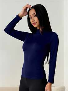 Playera Termica de Manga Larga de Buena Calidad - Azul Marino - Ver 3