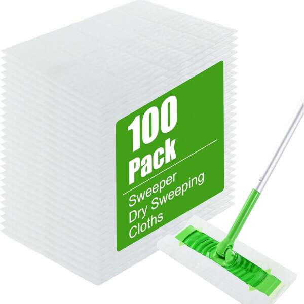 [100-Count Value Pack]Dry Mop Refills | Disposable Dusting Cloths Compatible With | For Hardwood/Tile Floors | Pet Hair Magnet | Economical Home Cleaning Solution . Lint-Free Dusting