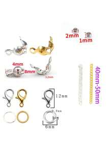 1 个盒子包含：金银色跳环、龙虾扣、延长链、填充珠、1 件钳子、1 件镊子、1 件 DIY 珠宝制作用品