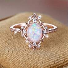 Princess Exquisite Synthetic Opal Natural Stone Ring Ladies Wedding Ring Bridal Ring Engagement Ring Wedding Ring Suitable For Weddings Engagement And Daily Wear Anniversary Gifts Valentine's Day Gifts - Hoa hồng vàng - Xem 8