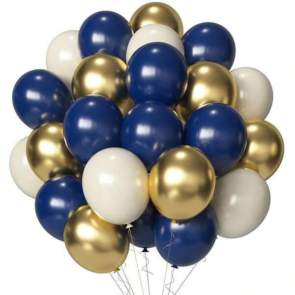 15/30 Stücke blaue & goldene Ballon Set, 10 Zoll Latex Ballons geeignet für Hochzeit, Abschlussfeier, Jubiläum, Geburtstags Dekorationen, Bridal-Shower