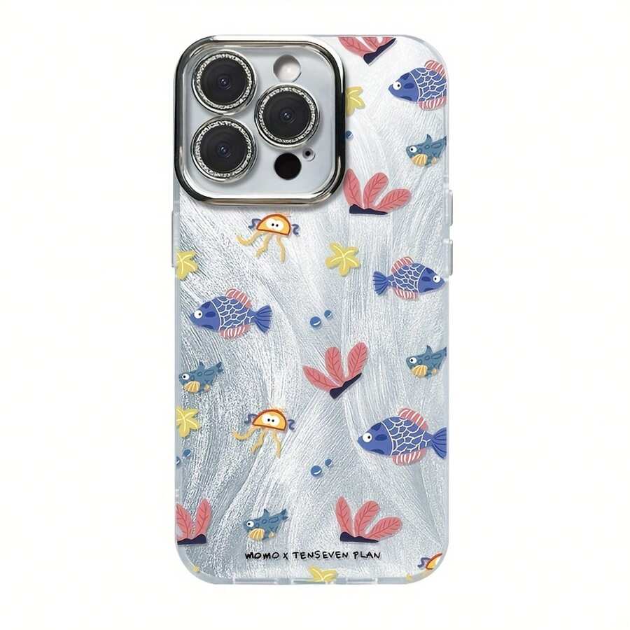 Funda para teléfono (1 unidad) con degradado de gasa multicolor, tecnología IMD Laser. Compatible con todas las series 16/15/14/13/12/11, 13/14 Pro/15 Plus/16 Pro. Incluye protector de lente. Diseño híbrido clásico a prueba de golpes. - Colores mixtos 1 - Ver 1