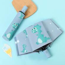 Ombrello automatico completamente per donne, uso doppio per sole e pioggia, antivento, design carino a cartone animato per studenti, ombrello leggero e pieghevole in stile fresco con protezione solare