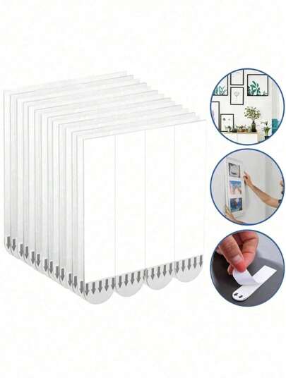 48/24pcs Heavy-Duty Polyamide Picture Hanging Strips, Non-Destructive Adhesive Hanging Rings, Suitable For Drywall, Perfect For Photos And Valentine's Day Decorations, Ideal For The Holiday Season, No-Drill Picture Hanging Strips, Double-Sided Removable Wall Hooks, Suitable For Frames And Artwork