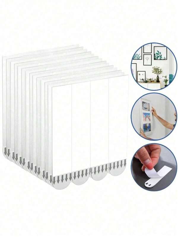 48/24pcs Heavy-Duty Polyamide Picture Hanging Strips, Non-Destructive Adhesive Hanging Rings, Suitable For Drywall, Perfect For Photos And Christmas Decorations, Ideal For The Holiday Season, No-Drill Picture Hanging Strips, Double-Sided Removable Wall Hooks, Suitable For Frames And Artwork