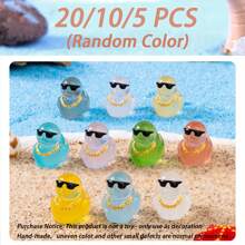 40 件迷你鸭子和发光小动物雕像，迷你鸭子 10 种款式 40 件迷你树脂鸭子可爱夜光顶饰小鸭子，DIY 花园景观装饰，盆栽装饰，办公桌面装饰